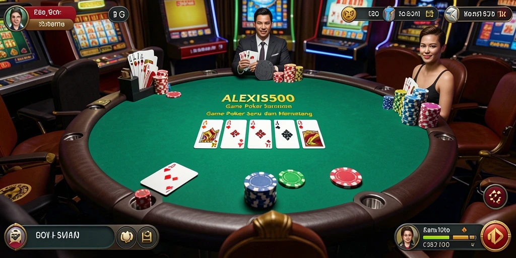 Tampilan gameplay seru dalam ALEXIS500 yang menunjukkan adu strategi Poker.
