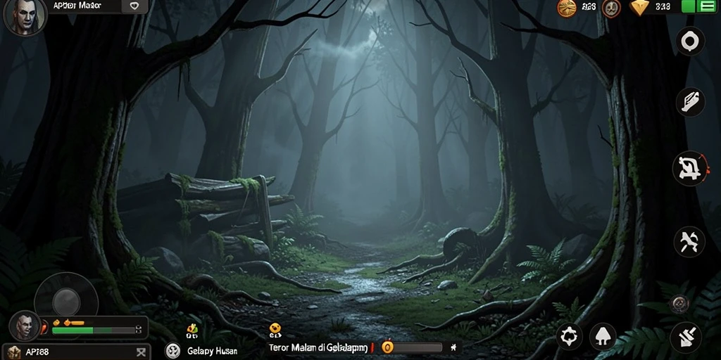 Menampilkan gameplay mendebarkan di hutan misterius.