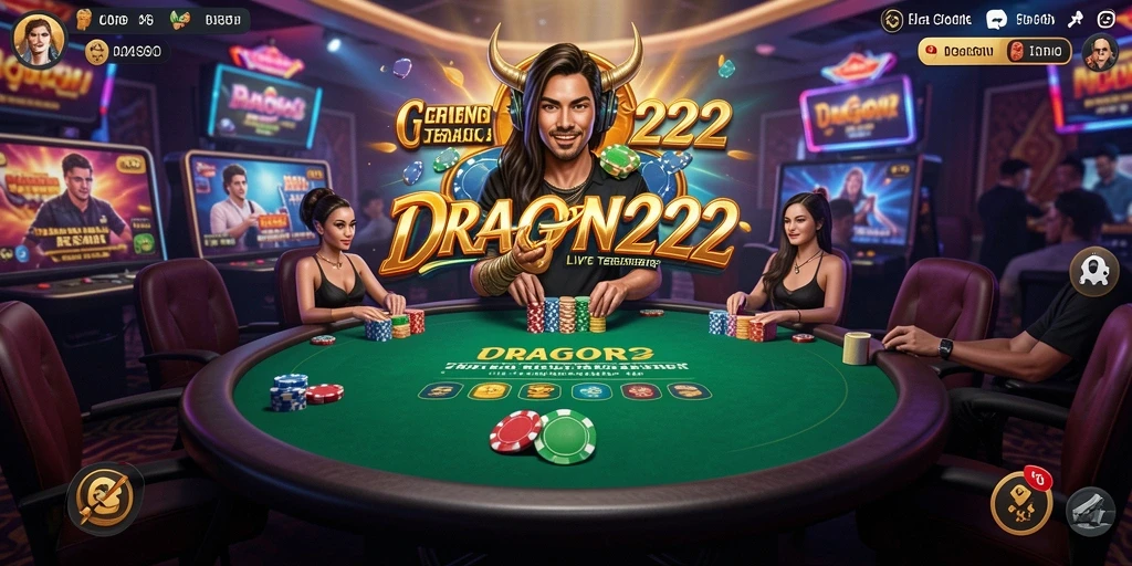 Screenshot gameplay Live Casino DRAGON222 menampilkan dealer dan pemain yang sedang bermain.