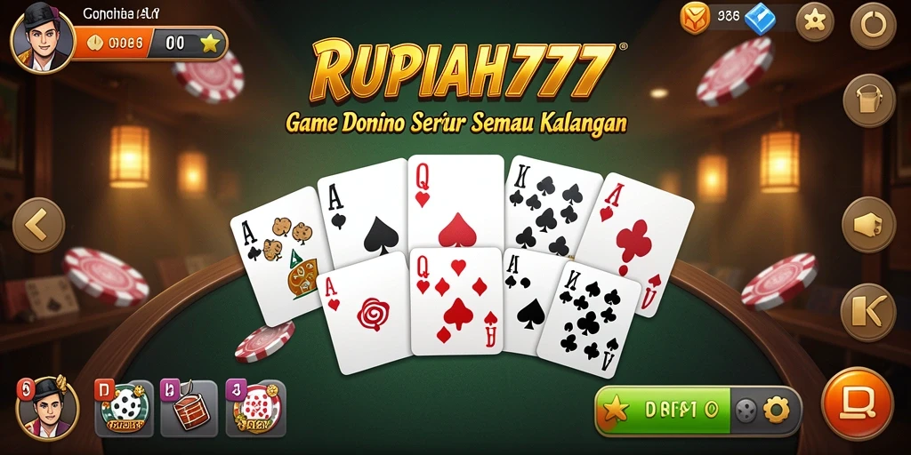 Tampilan gameplay Domino RUPIAH777 yang menarik dan menyenangkan.