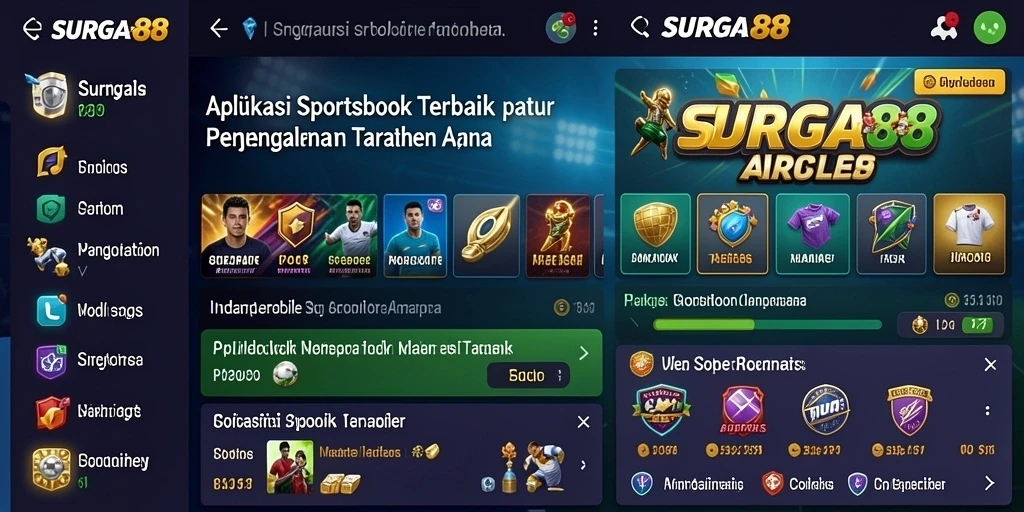 Screenshot utama SURGA88 menampilkan berbagai opsi taruhan olahraga.